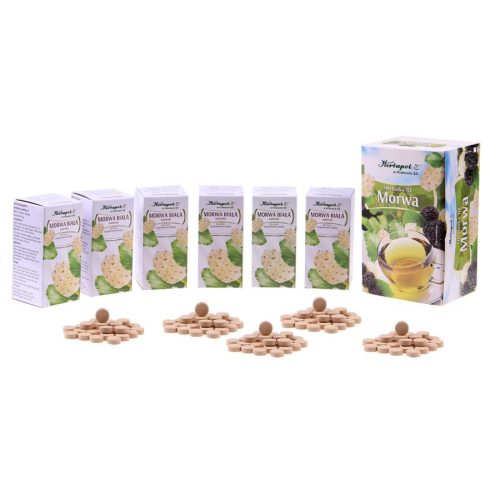 "AA" CSOMAG (6 doboz fehér eperfa tabletta, 180 db) + AJÁNDÉK választható tea (20 db filter)